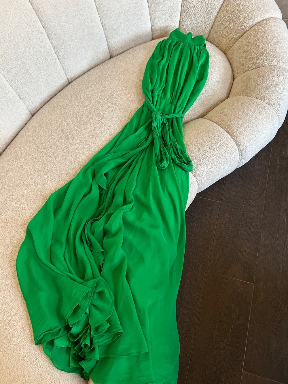 Carolina Herrera Vibrant Green Chiffon Maxi with Waist Tie